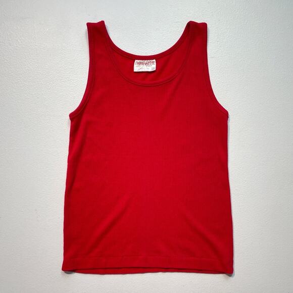 Vintage 80's Red Ribbed Tank Top / Sz M / Sleeveless / Normandee Rose / Minimal - Picture 1 of 9